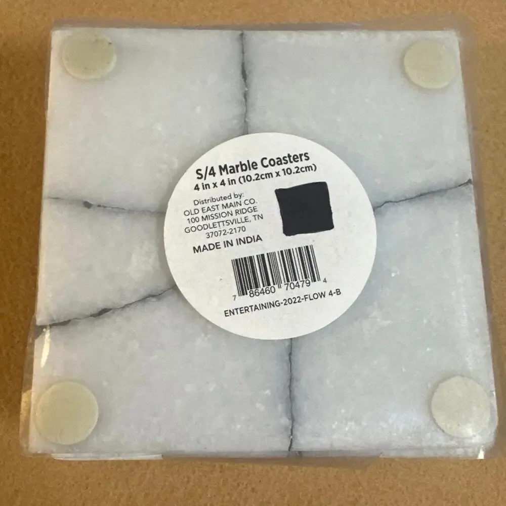4 Heavy Thick Square White Fused with black and Natural Marble 4